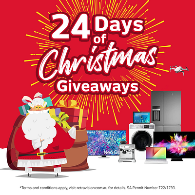 Retravision 24 Days of Christmas Sale Promo 24 days animation branding campaign character christmas design giveaways graphic design illustration motion graphics promo sale santa social tvc video