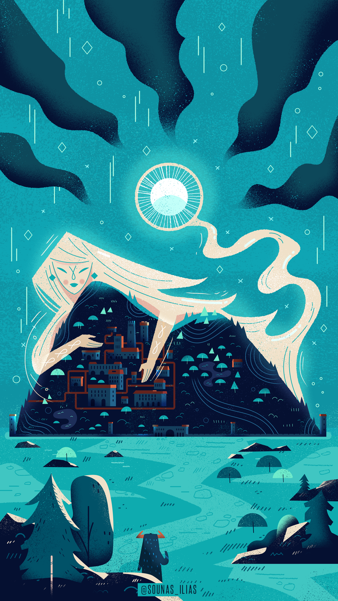 :::Moon Spectre::: children book illustration digital art dream illustration fantasy illustration illustration moon spectre vector art