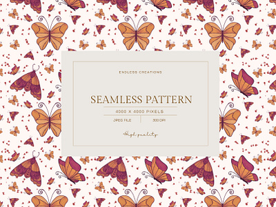 Moths and Butterflies Seamless Pattern butterflies butterfly butterflypattern design digitaldownload fabricpattern graphic design illustration moth mothpattern moths pattern patterndesign seamless seamlesspattern