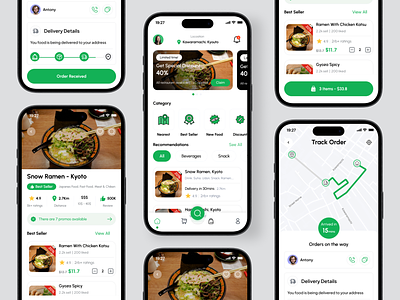Magical Munch - Mobile App Food Delivery app card clean delivery delivery service design detail resturant food food app food delivery food delivery app magical maps mobile ui order restorant app tracking order ui uiux ux