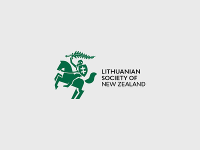 Lithuanian society of New Zeland branding coatofarms crusader fern horse knight lancer lithuania logo medieval new zealand paladin rider sward vector warrior