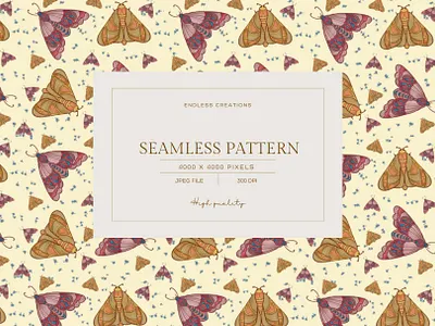 Moths Seamless Pattern design digitaldownload fabricpattern graphic design illustration moth mothpattern moths pattern patterndesign seamless seamlesspattern