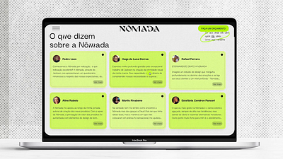 Nômada - Independent Design Studio agency website black design studio figma green interactive lime no code scroll animation storytellings studio website textures ux web design webflow white