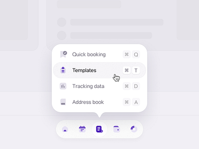 Popover concept addressbook bar booking dualtone menu popover popup shortcut template tracking uidesign uiux visual design