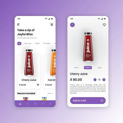 Juice Mobile App Design dailyui figma freshjuice juice mobileapp ui uidesign uiux ux uxdesign