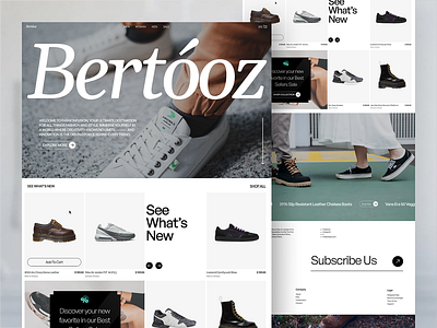 Bertooz - Premium shoe store website design in figma ecommerce landing page ecommerce website figma design figma website landing page modern website shoe store uiux design website design