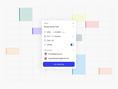 Event Manage - Join Meeting → Modal calendar event join meeting mobile ui ui web