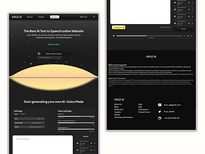 Kruz Ai - Text to speech AI Website concept UI Design ai figma graphic design landingpage ui website