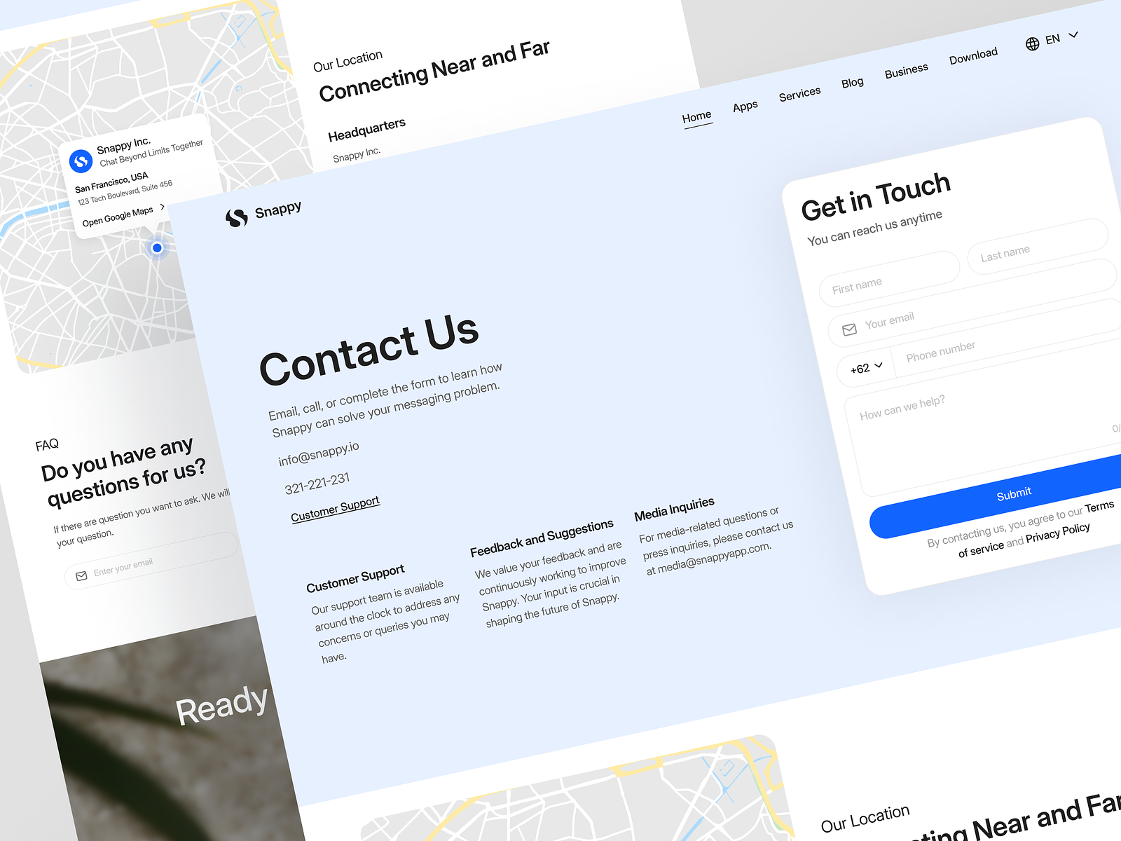 Snappy - Contact Us Page by Rizal for Kretya Studio on Dribbble