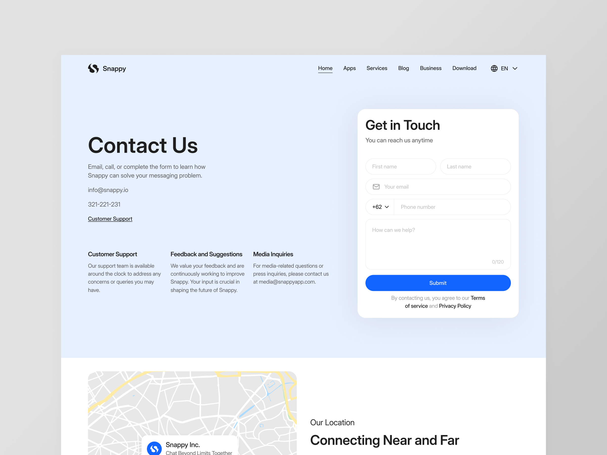 Snappy - Contact Us Page by Rizal for Kretya Studio on Dribbble