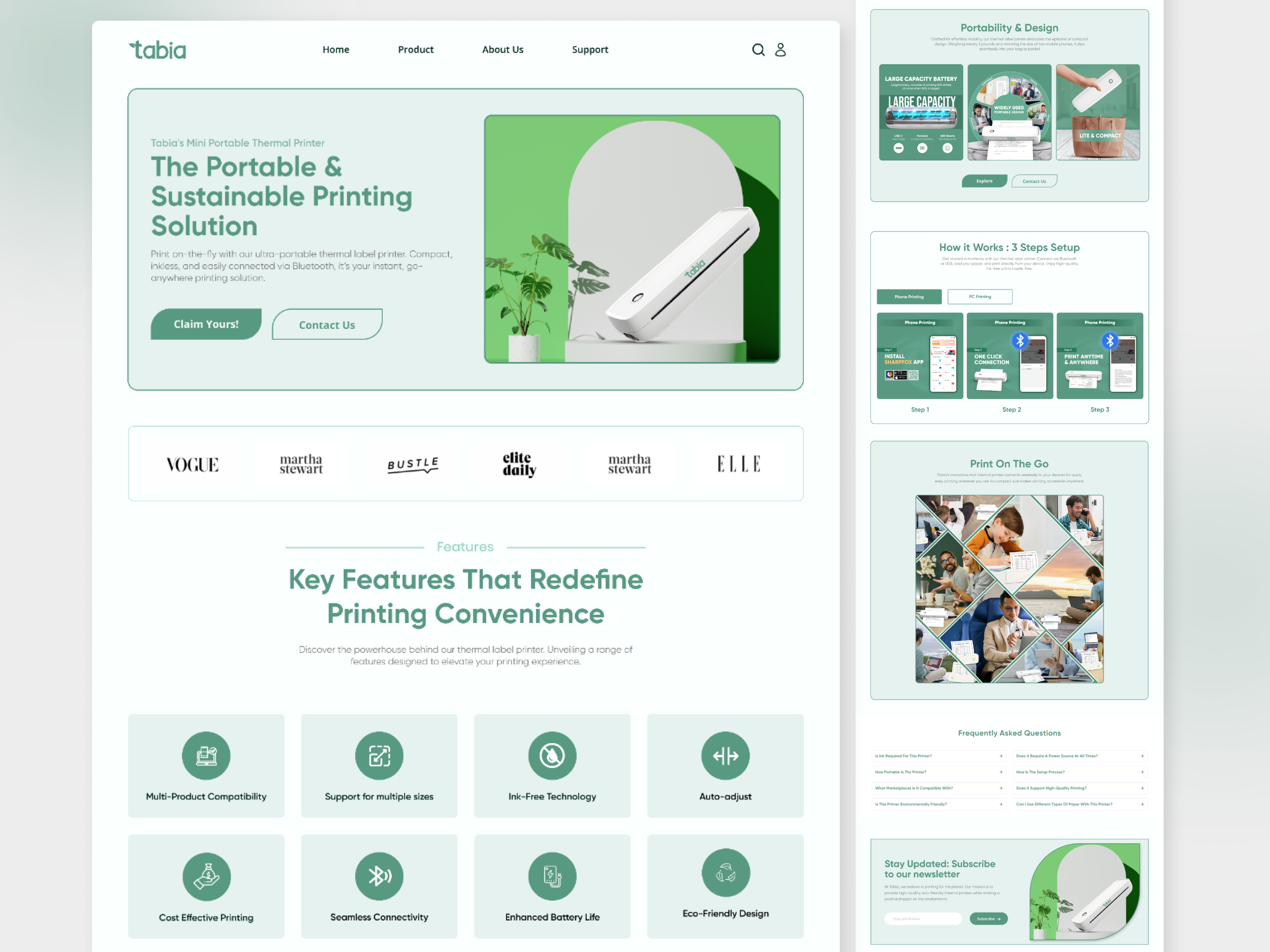 Shopify Thermal Printer Store Full UI Design clean ui custom graphics full website landing page moder ui shopify store store design ui design ux design website ui