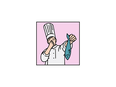 Sticker for website. Expired 2d adobe illustrator bank branding character illustration cook corporate illustration expired feelings fish food illustration man stench sticker vector website