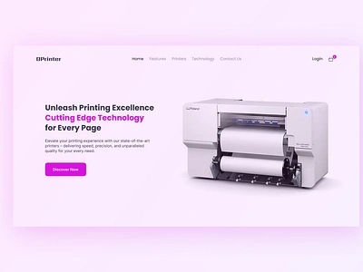 OPrinter - Product (Printer) Landing Hero Section. graphic design hero landing printer product ui ux