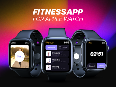 Fitness App for Apple Watch appdesign applewatch uiuxdesin userinterface