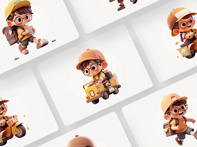 Delivery Character Pack for Botly AI UI Kit 3d 3d character ai blender botly boy character cute dashboard delivery illustration illustrator mobile design product design tranmautritam ui kit ui8 web web design website