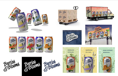 Berries&Blooms Branding and Mockups beverage design branding design graphic design lemonade logo mockups