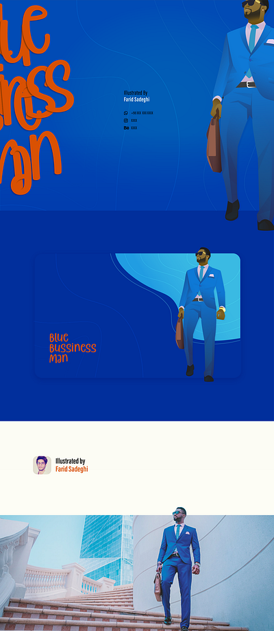 BLUE BUSSINESS MAN farsi graphic design illustration iran persian tehran