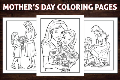 Mother's Day Coloring Page for Kids activitybook amazon amazon kdp amazon kdp book design book cover coloring book coloring page coloring page for kids coloring sheet design graphic design happy coloring sheet illustration kdp kids coloring page mothers day mothers day coloring page ui