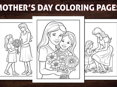 Mother's Day Coloring Page for Kids activitybook amazon amazon kdp amazon kdp book design book cover coloring book coloring page coloring page for kids coloring sheet design graphic design happy coloring sheet illustration kdp kids coloring page mothers day mothers day coloring page ui