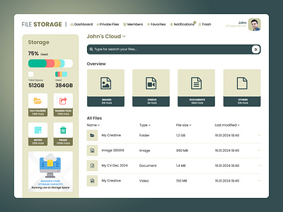 File Storage Dashboard UI Design dashboard design dashboard ui design file storage dashboard ui ui design