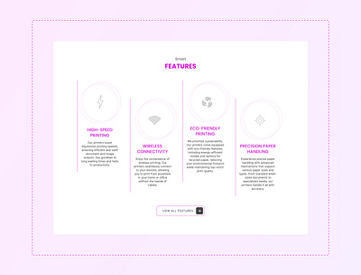OPrinter - Feature Section of Product (Printer) Landing Page. feature landing page section ui ux web