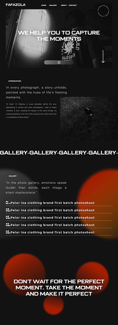 Fafazola Photographer Portfolio Design black minimalist ui