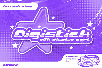 Digistick - Y2K Font decorative digistick y2k font digital display font futuristic modern techno type design typeface typography y2k y2k design y2k fashion