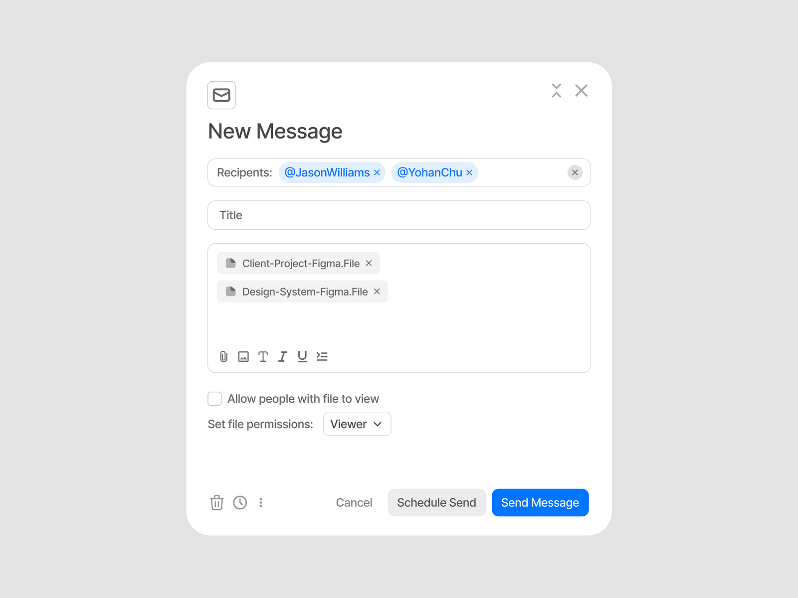 Send Message - Modal by Xchyler Drenth on Dribbble
