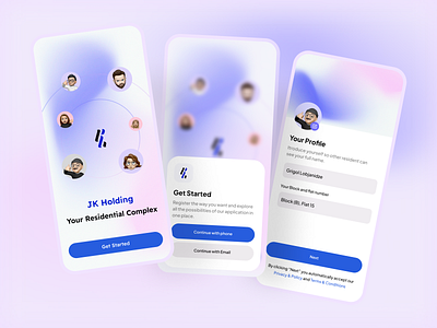 Onboarding Screens UI 3d animation branding clean colors colours costumisation cta gradient graphic design logo modern motion graphics onboarding people profile registration ui upload userinterface