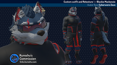 Blackie Mackenzie Custom Outfit 3d 3d model anthro anthropomorphic furry outfit vrchat vrchat avatar