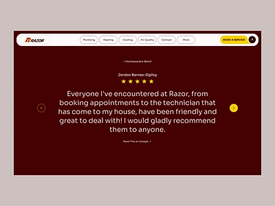 Reviews - HVAC Website Razor Homepage design inspiration design trends hvac hvac design agency hvac design idea hvac seo hvac ui hvac web design hvac web design agency hvac web design idea modern web design modern website redesign hvac website review review section rootover rootover agency ui web design website design