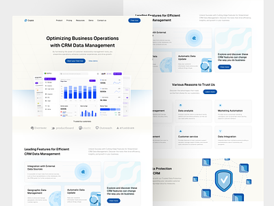 Crpick - CRM Landing Page crm dashboard data datamanagement design integration landingpage ui ui design ux web design