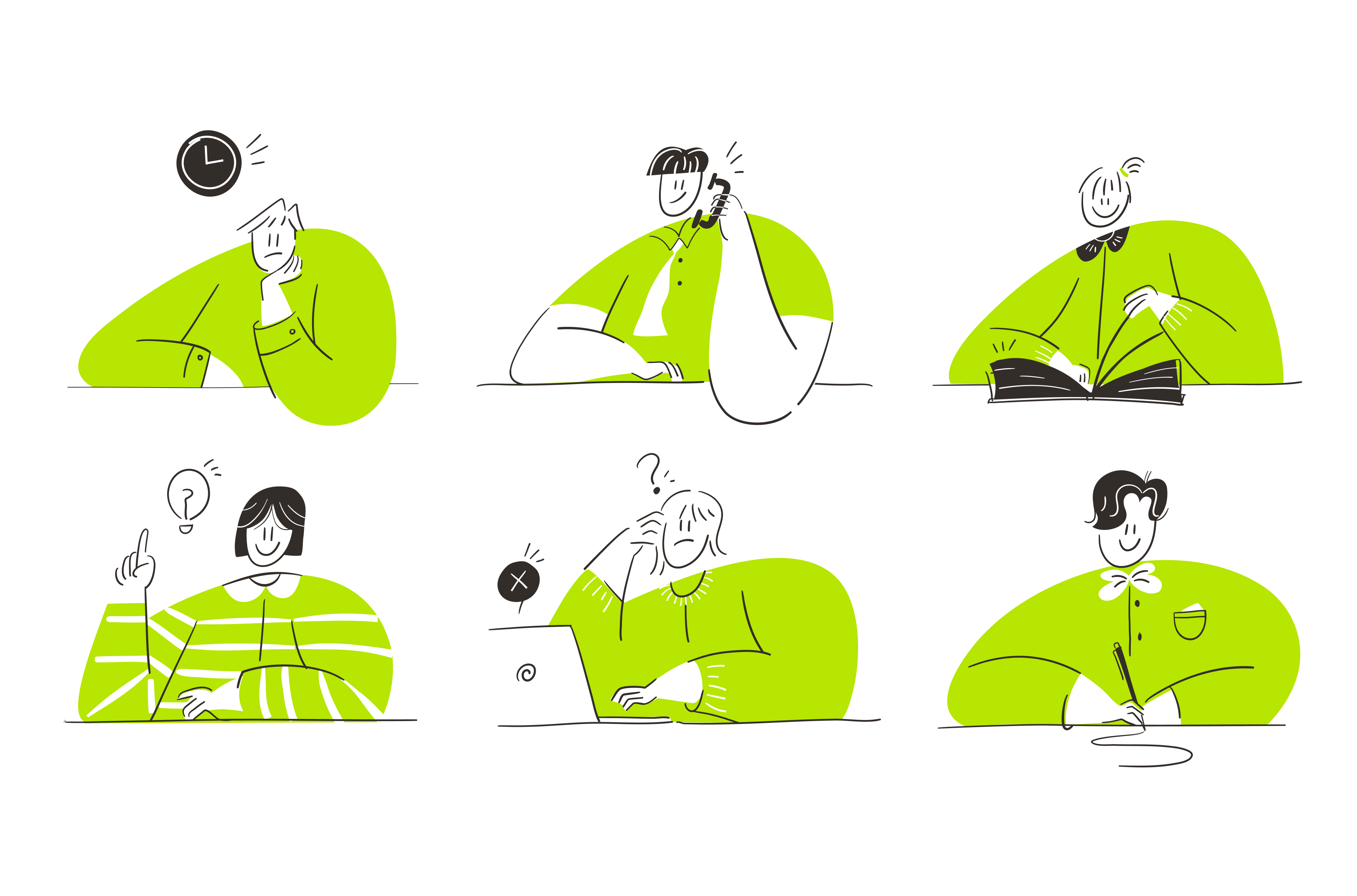 People on Desk Vector Illustration Set character character design digital agency graphic design hand drawn illustration vector character vector illustration