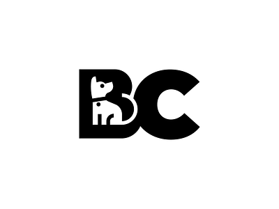 BC animal bc black cat dog icon logo monogram negative pet puppy shape simple space tail