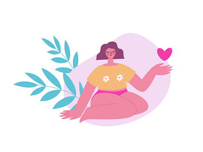 The concept of loving your body and self-acceptance body body positive female flat girl health illustration love mental health self acceptance vector wellbeing women