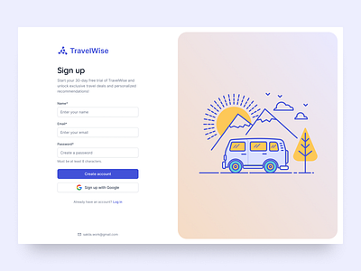 Sign Up Screen app dashboard illustration login loginpage signup travel ui uidesign user experience user interface ux uxdesign website