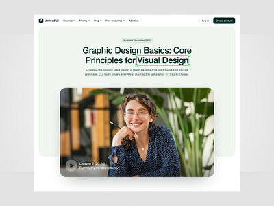 Design course landing page — Untitled UI course design course figma header landing page minimal minimalism online course video web design website