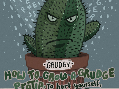 Illustration about the nature and healthiness of Grudges cactus illustration editorial grudge handdrawn illustration illustration psychology illustration stylized illustration