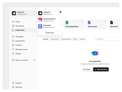 Switch account — Untitled UI change account dashboard empty state figma minimal minimalism modern nav nav menu product design saas side nav sidebar sidenav switch account table ui design user interface