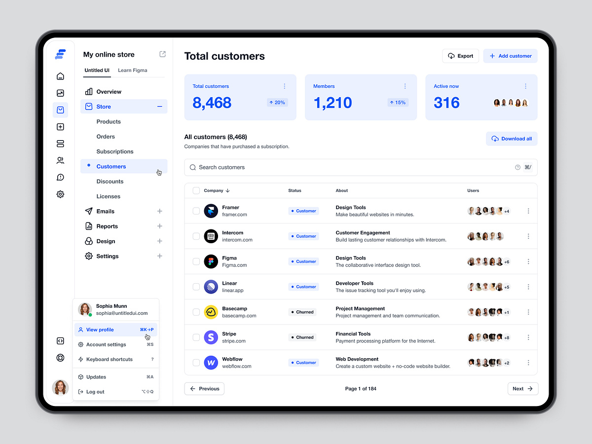 Customer management — Untitled UI by Jordan Hughes® on Dribbble