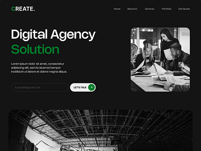 Digital Agency Landing page dark themed digital agency portfolio minimal look and feel ui