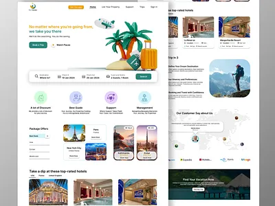 Travel agency landing page design branding figma front end frontend hero section home page home page design illustration landing page minimalistic landing page photoshop product design simple design travel agency travel agency landing page uiux user experience user interface vacation web design