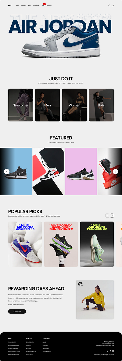 Nike redesign light theme minimal modern nike redesign shoes sports trending ui ux