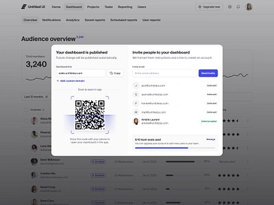 Invite modal — Untitled UI invite invite modal minimal minimalism modal modern onboarding pop over pop up popover popup product design qr code share share modal ui ui design user interface