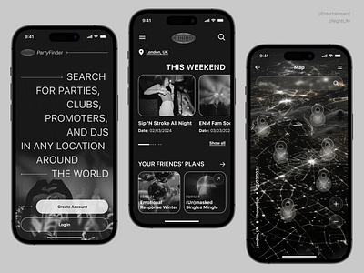 Night Life Explorer App berghain berlin burning man clubs entertainment fun ios london minimal mobile music night clubs night life parties party product design techno ui ux