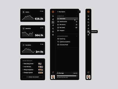 Sidenav and UI components — Untitled UI dark mode dark ui darkmode minimal minimalism nav navigation product design side nav sidenav ui design user interface