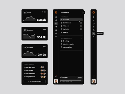 Sidenav and UI components — Untitled UI dark mode dark ui darkmode minimal minimalism nav navigation product design side nav sidenav ui design user interface