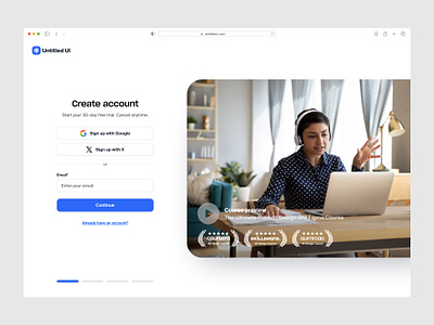 Create account — Untitled UI create account figma google auth minimal minimalism onboarding product design sign in sign up signin signup ui design user interface video video player web design