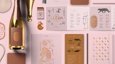 La Gats Stationary Set 1920 1920s art deco art deco design brand brand identity branding branding design cocktail bar coktail design gold gold and pink graphic design hotel hotel branding illustration logo logodesign ui