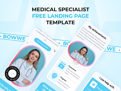 💉 FREE TEMPLATE 💉 Medical Specialist Landing Page 💙 blue branding business business website free template icons landing page landing page design medical specialist medicine no code responsive template ui web web design web designer web development website website design